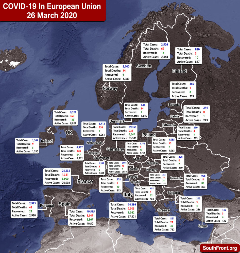 Map Update: COVID-19 Outbreak In European Union And United Kingdom As Of March 26, 2020