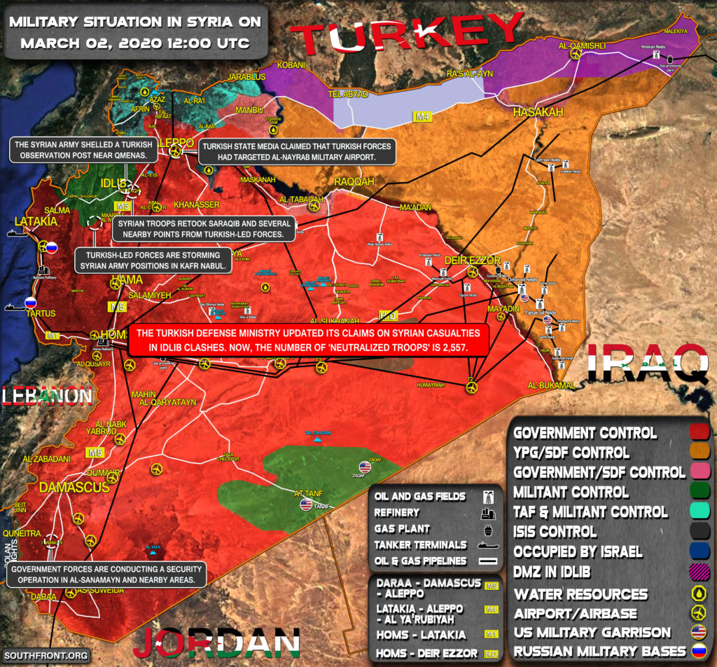 Military Situation In Syria On March 2, 2020 (Map Update)