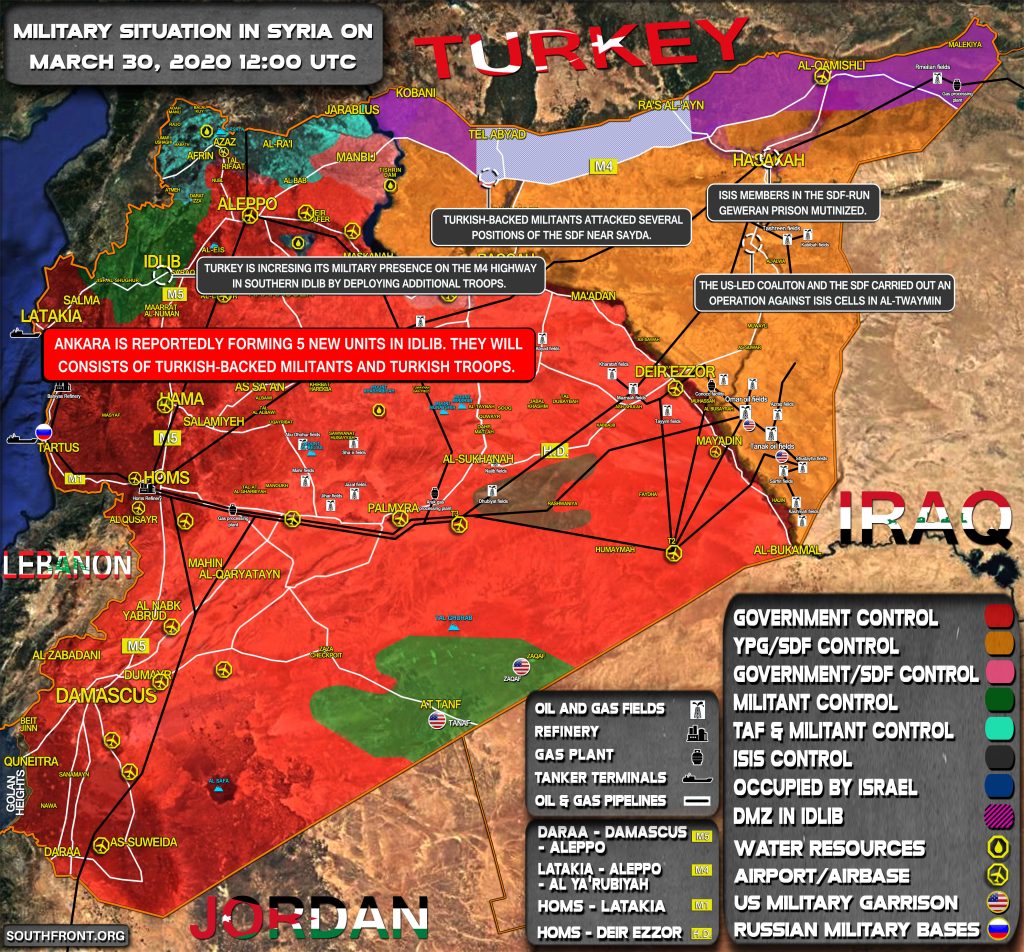 Military Situation In Syria On March 30, 2020 (Map Update)