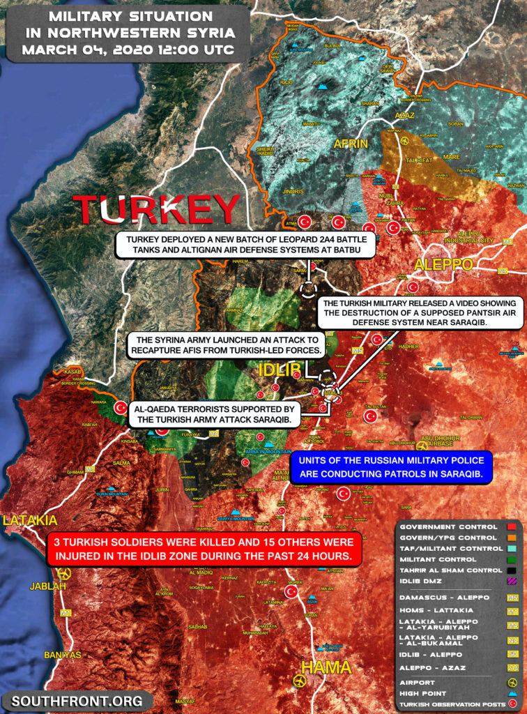 Military Situation In Northwestern Syria On March 4, 2020 (Map Update)