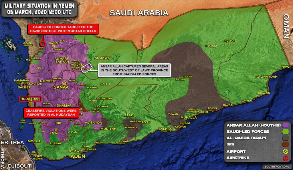 Military Situation In Yemen On March 5, 2020 (Map Update)