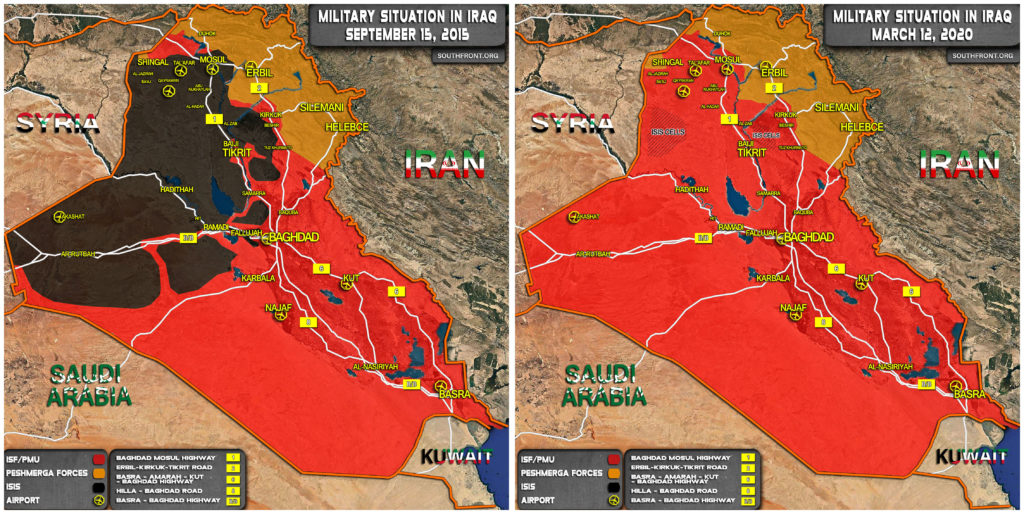 Military Situation In Iraq In September 2015 And March 2020 (Map Comparison)