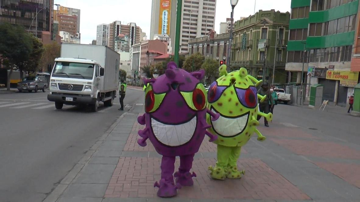 The New Bogeyman? Bolivian Police Dress As COVID-19 To Spread Awareness In La Paz