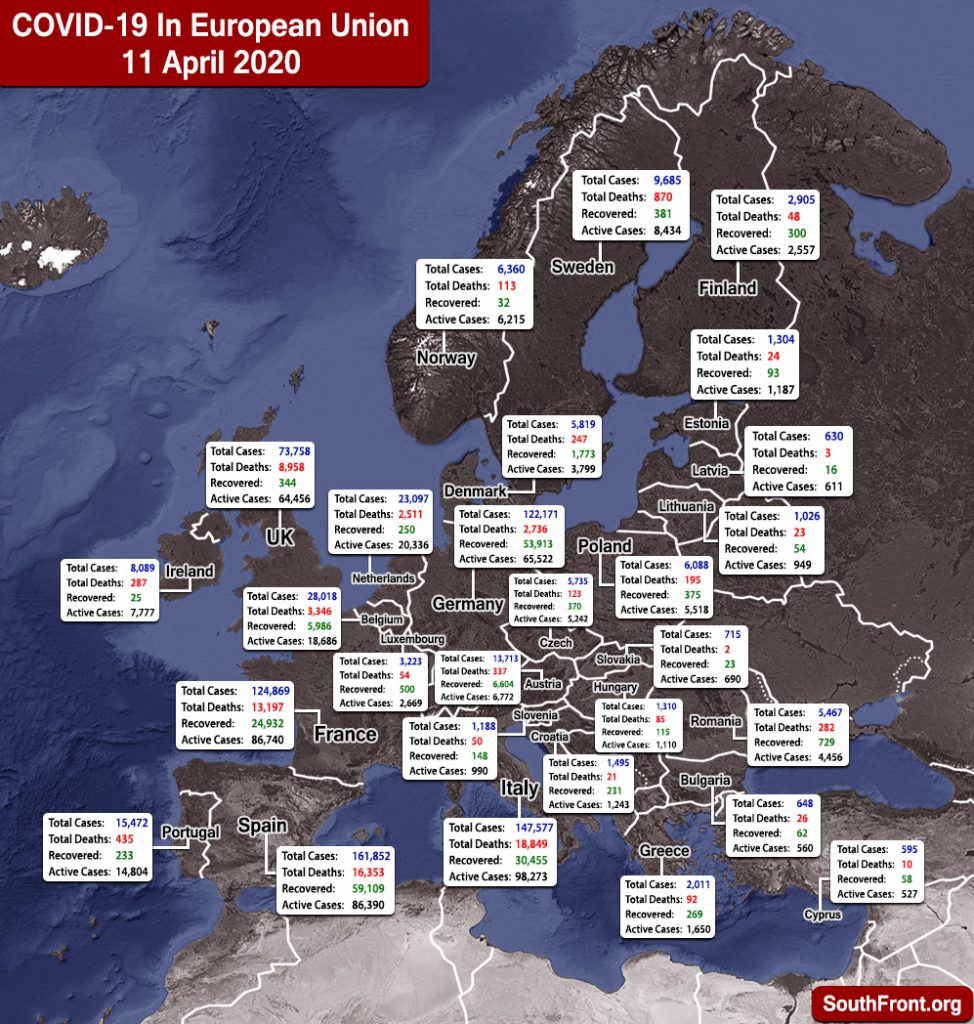 Map Update: COVID-19 Outbreak In European Union And United Kingdom As Of April 11, 2020