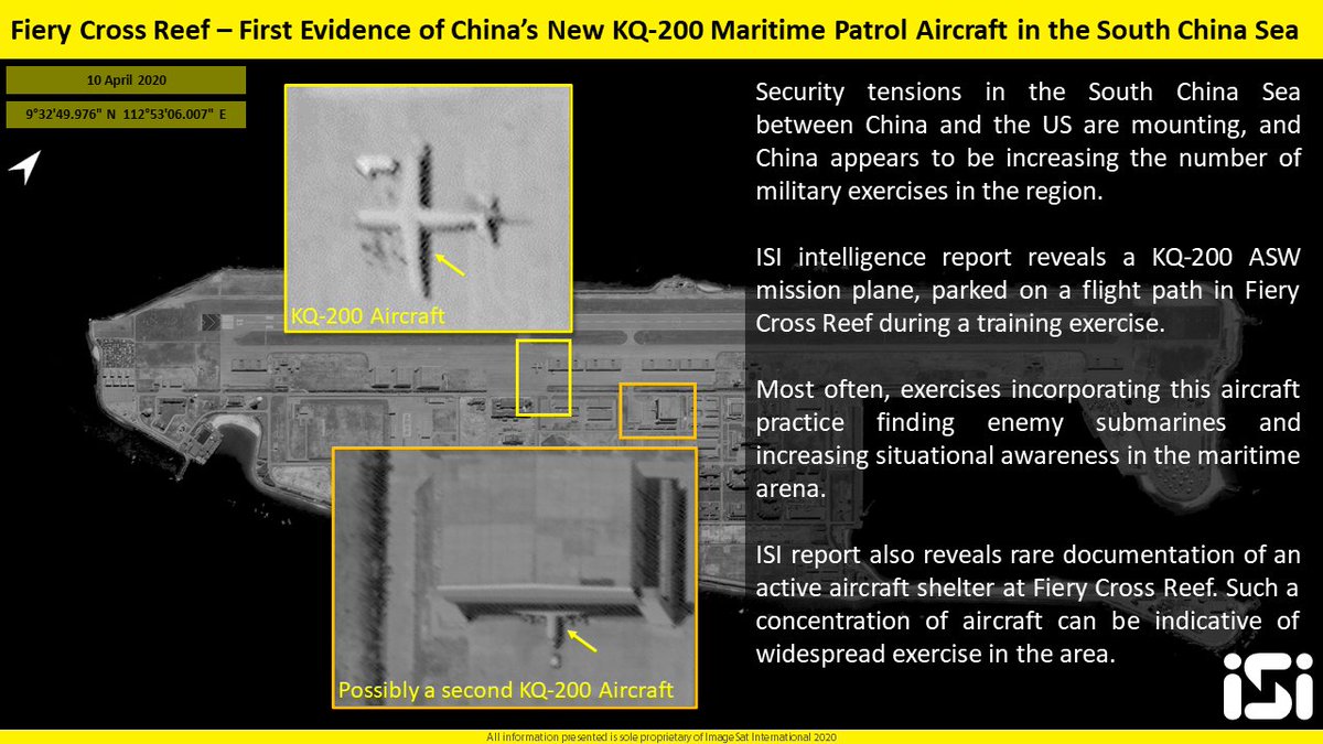 Satellite Images: Chinese KQ-200 Maritime Patrol Aircraft Deployed At Fiery Cross Reef In South China Sea