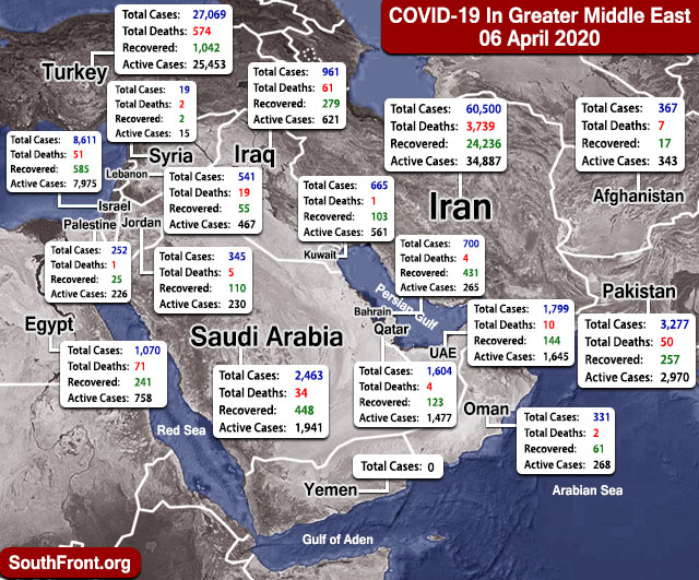 Map Update: COVID-19 Outbreak In Greater Middle East As Of April 6, 2020