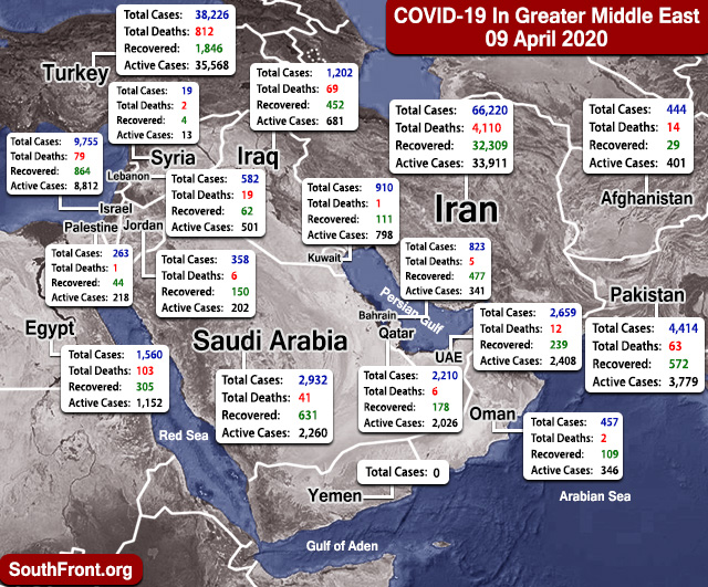 Map Update: COVID-19 Outbreak In Greater Middle East As Of April 9, 2020