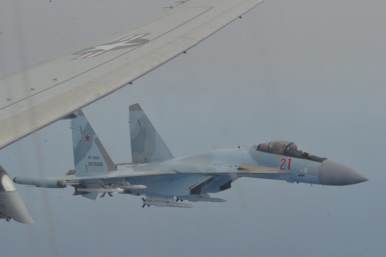 Russian Su-35s Harras US Spy Plane Flying Off Syrian Coast (Video, Photos)