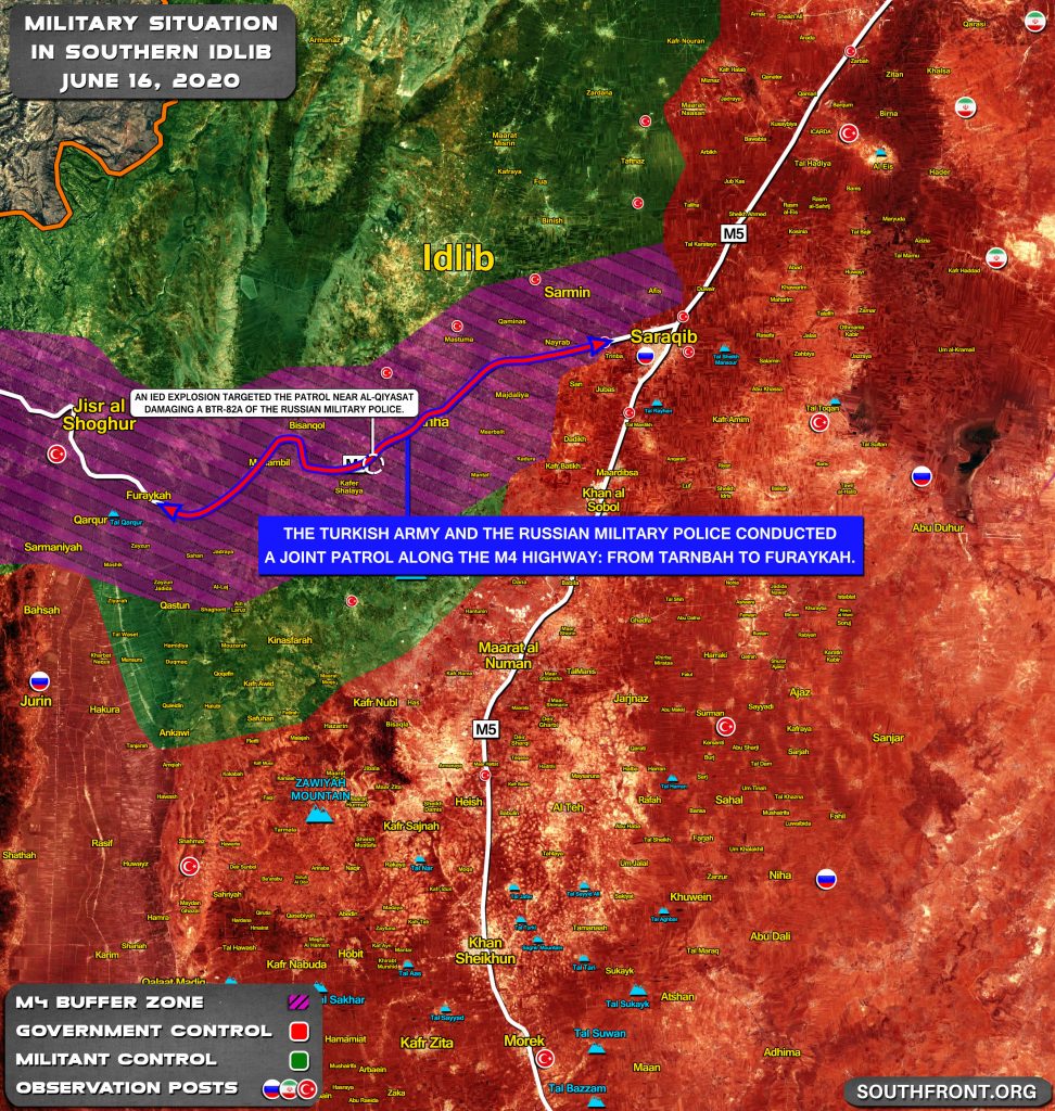 Map Update: IED Attack On Joint Turkish-Russian Patrol In Southern Idlib