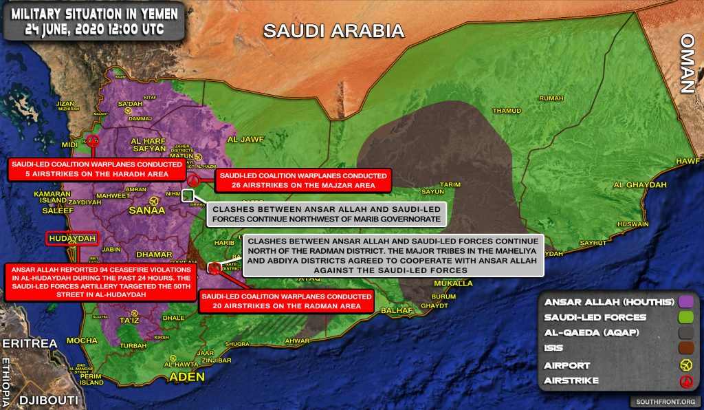 Military Situation In Yemen On June 24, 2020 (Map Update)