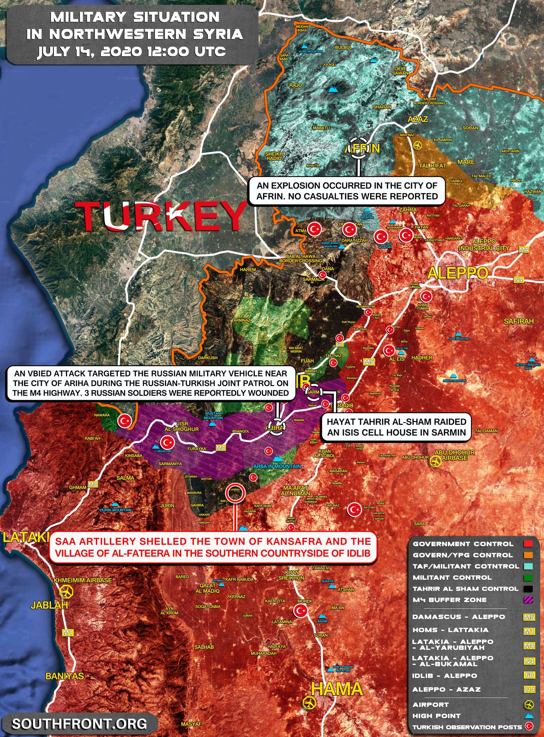 Military Situation In Northwestern Syria On July 14, 2020 (Map Update)