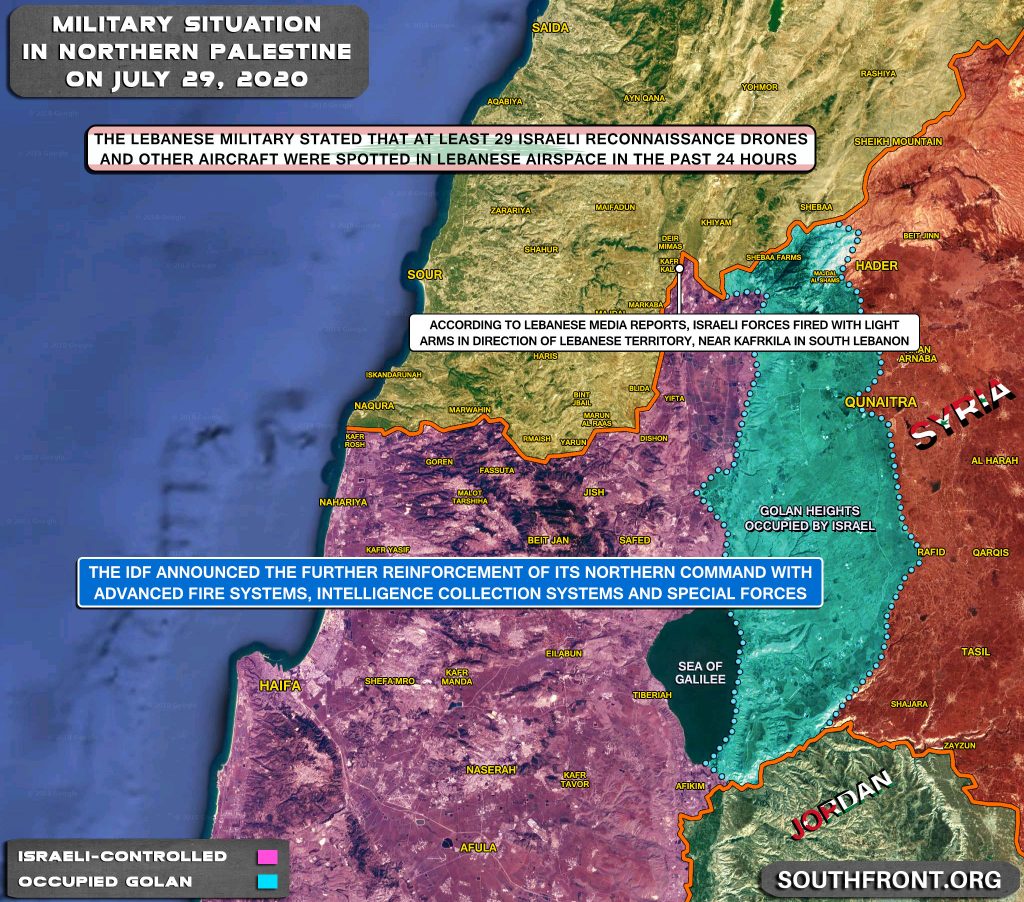 Military Situation On Israeli-Lebanese Contact Line On July 29, 2020 (Map Update)