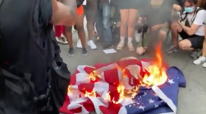 Cultural Collapse. BLM Protesters Burn US Flag On July 4, Pull Down Christopher Columbus Statue As Young Americans Know Nothing About Independence Day