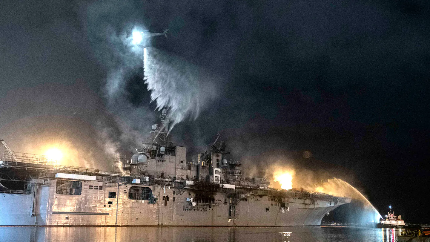 USS Bonhomme Richard Almost Entirely Destroyed By Fire