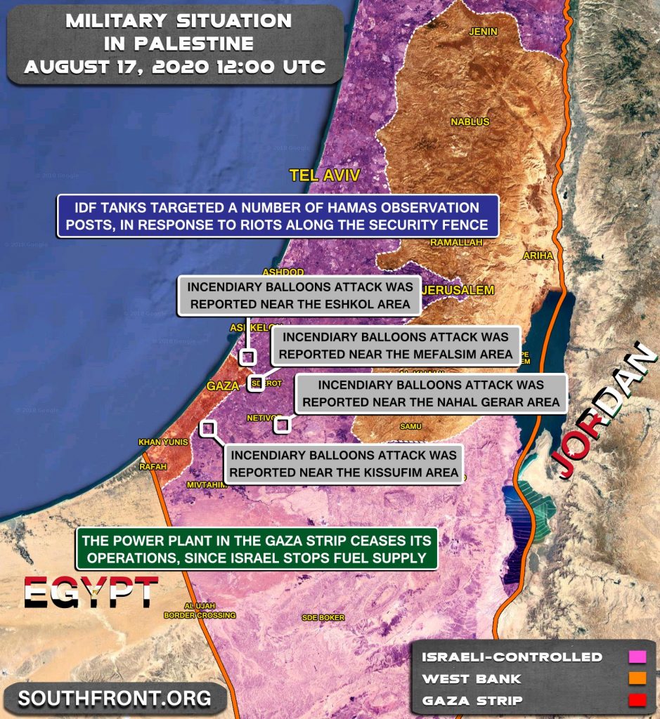 Military Situation In Palestine On August 17, 2020 (Map Update)