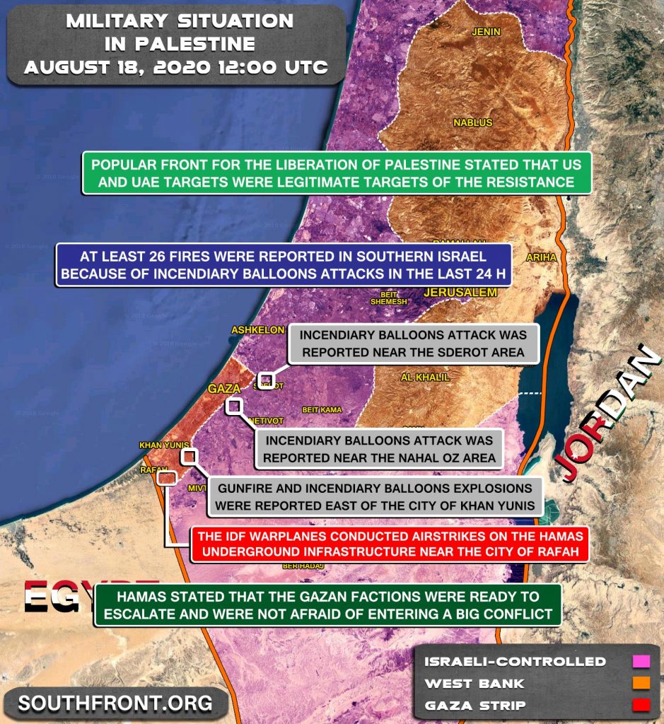 Military Situation In Palestine On August 18, 2020 (Map Update)