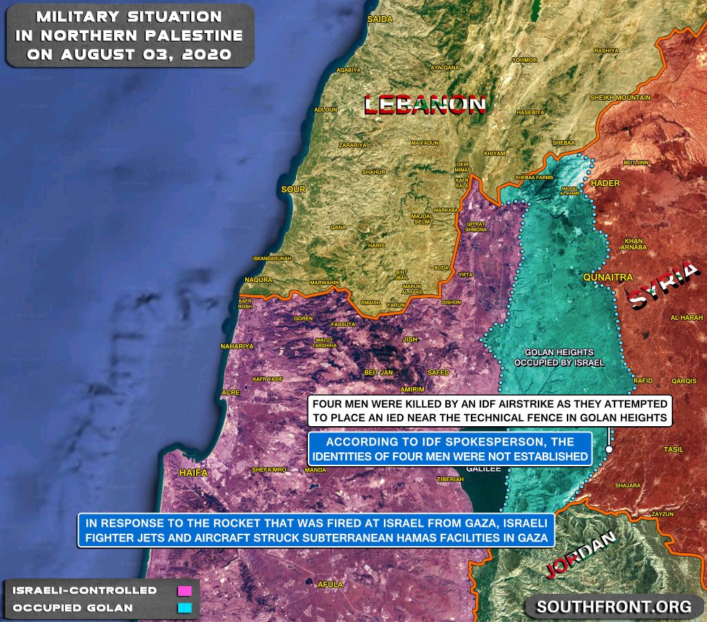 Military Situation On Israeli-Lebanese Contact Line And In Golan Heights Area On August 3, 2020 (Map Update)