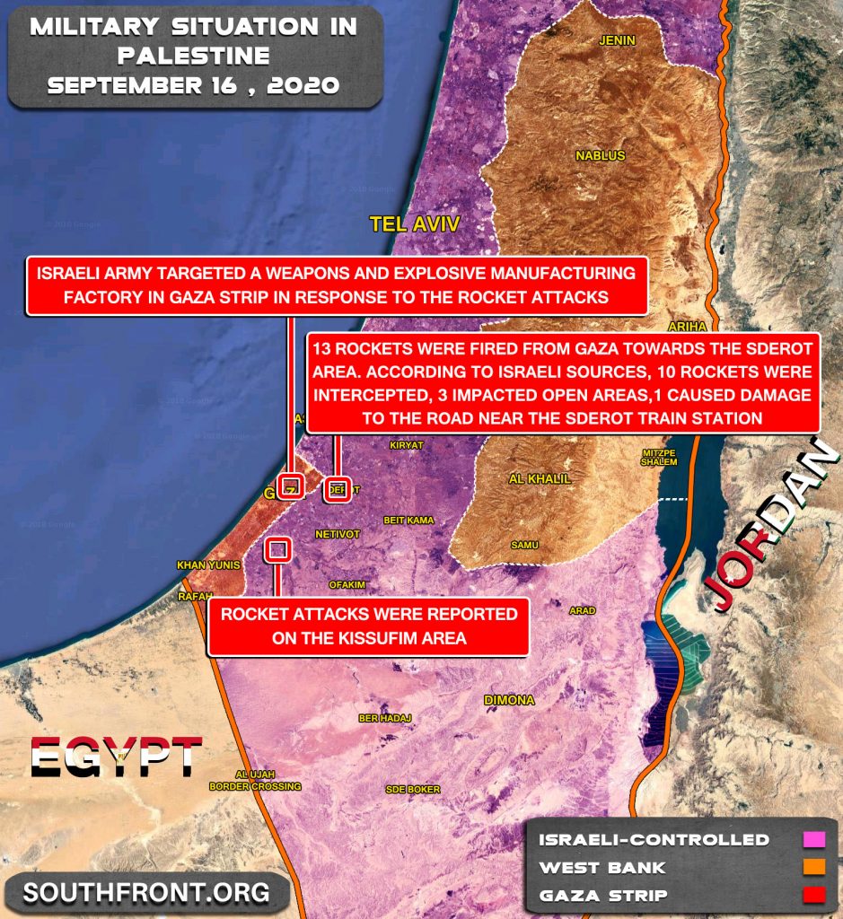 Military Situation In Palestine On September 16, 2020 (Map Update)