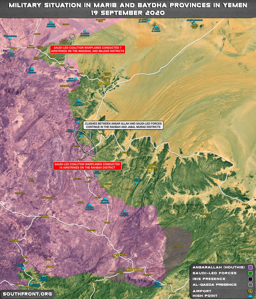 Military Situation In Marib Province In Yemen On September 19, 2020 (Map Update)