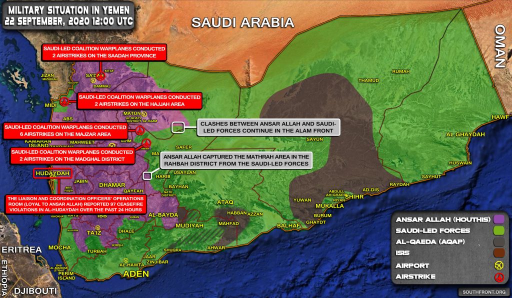 Military Situation In Yemen On September 22, 2020 (Map Update)