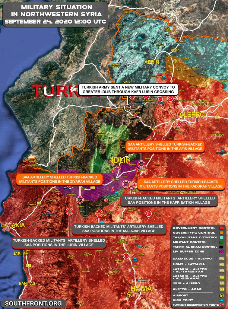 Military Situation In Syria's Greater Idlib On September 24, 2020 (Map Update)