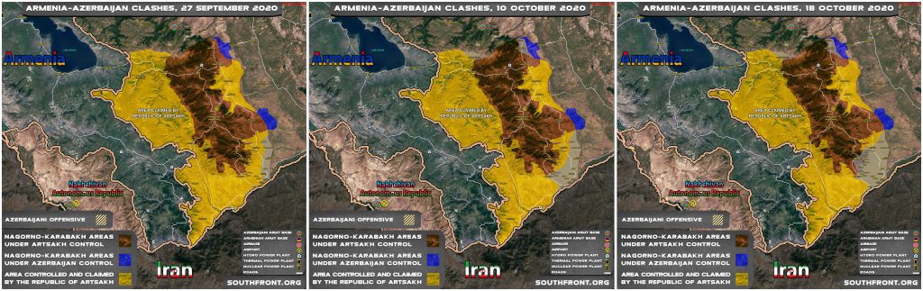 Map Comparison: Progress Of Azerbaijani Advance In Nagorno-Karabakh Through 2 Ceasefires