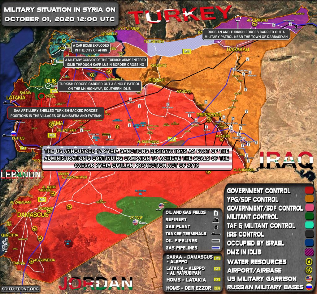 Military Situation In Syria On October 1, 2020 (Map Update)