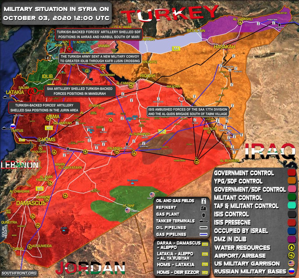 Military Situation In Syria On October 3, 2020 (Map Update)