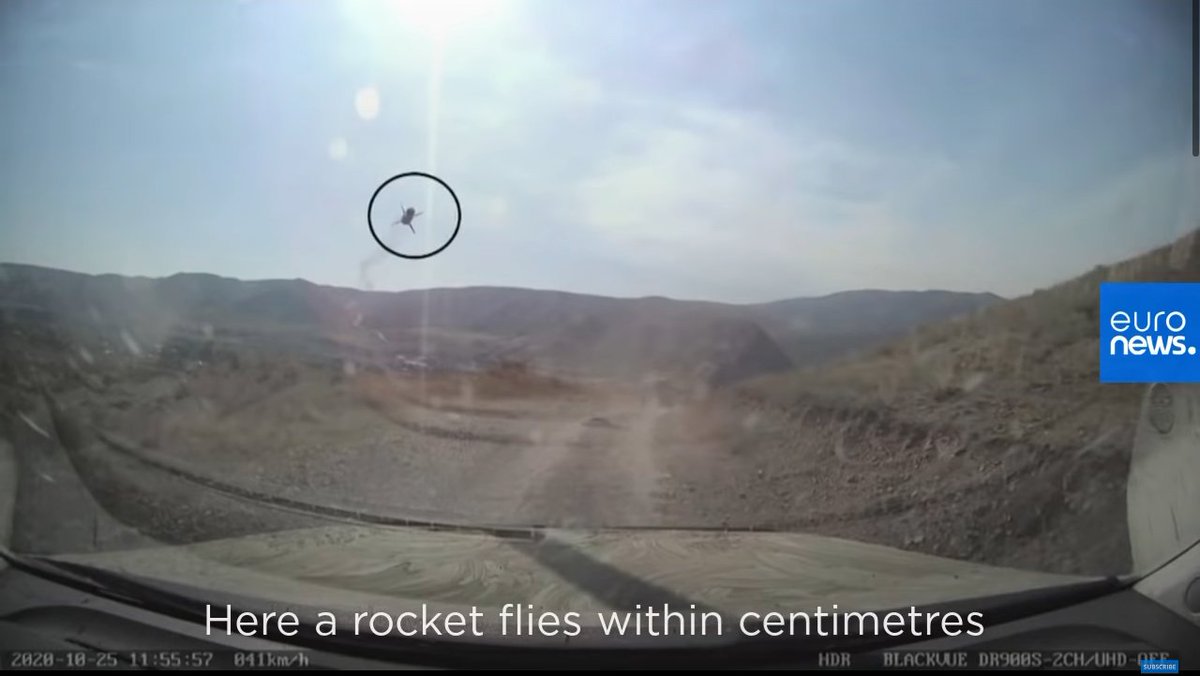 ATGM Passes Just Centimeters Above Euronews Journalists' Jeep In Nagorno-Karabakh