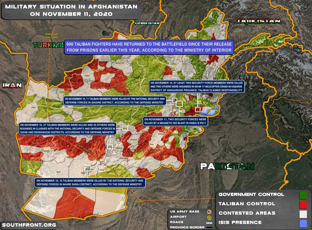 Military Situation In Afghanistan On November 11, 2020 (Map Update)