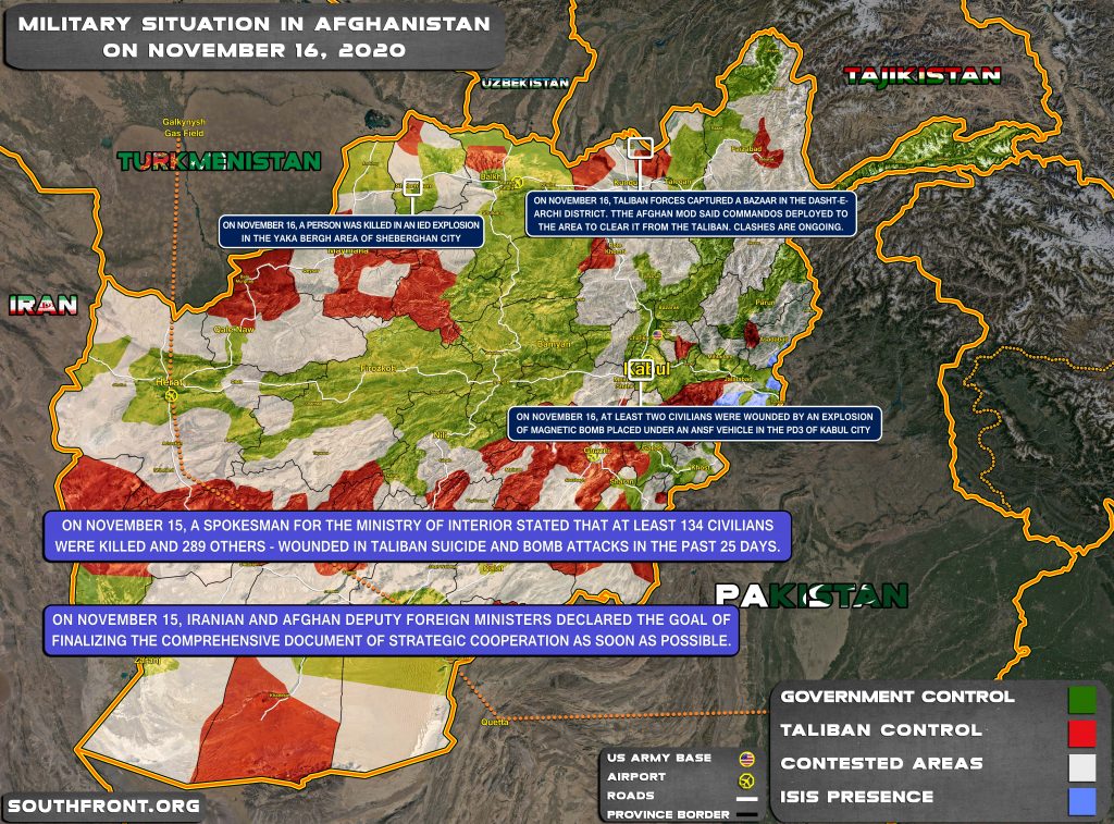 Military Situation In Afghanistan On November 16, 2020 (Map Update)