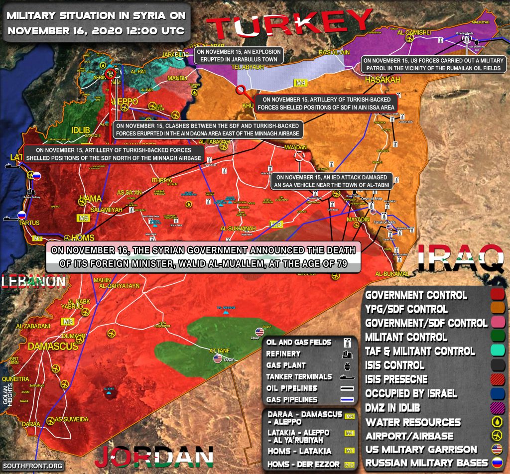 Military Situation In Syria On November 16, 2020 (Map Update)