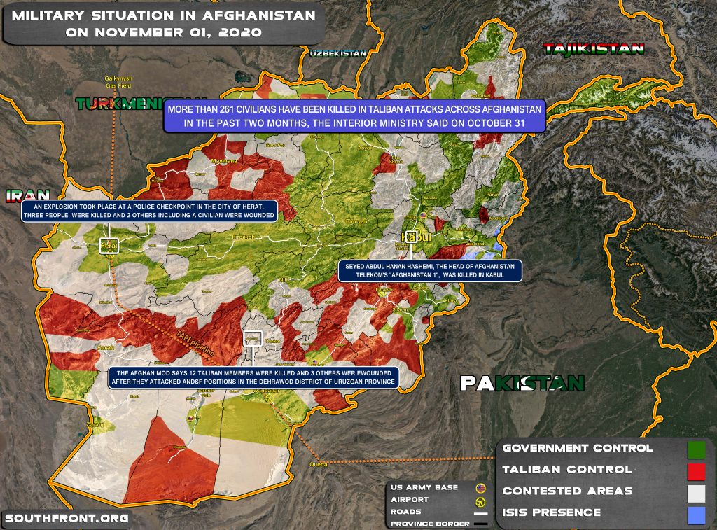 Military Situation In Afghanistan On November 1, 2020 (Map Update)