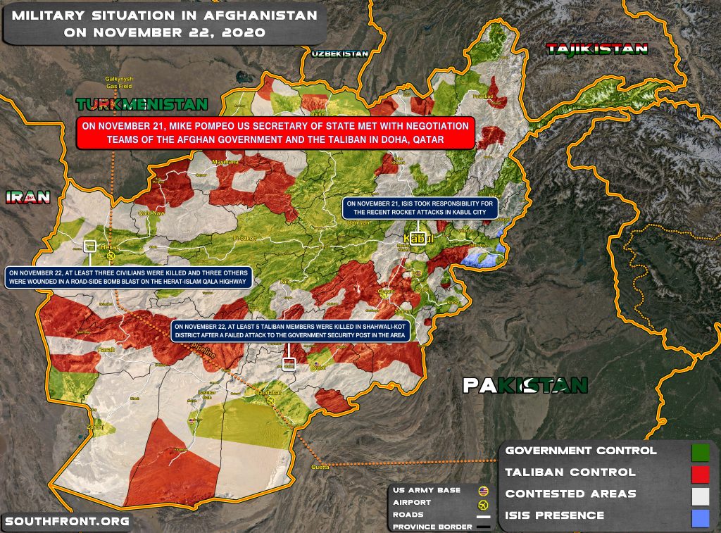 Military Situation In Afghanistan On November 22, 2020 (Map Update)