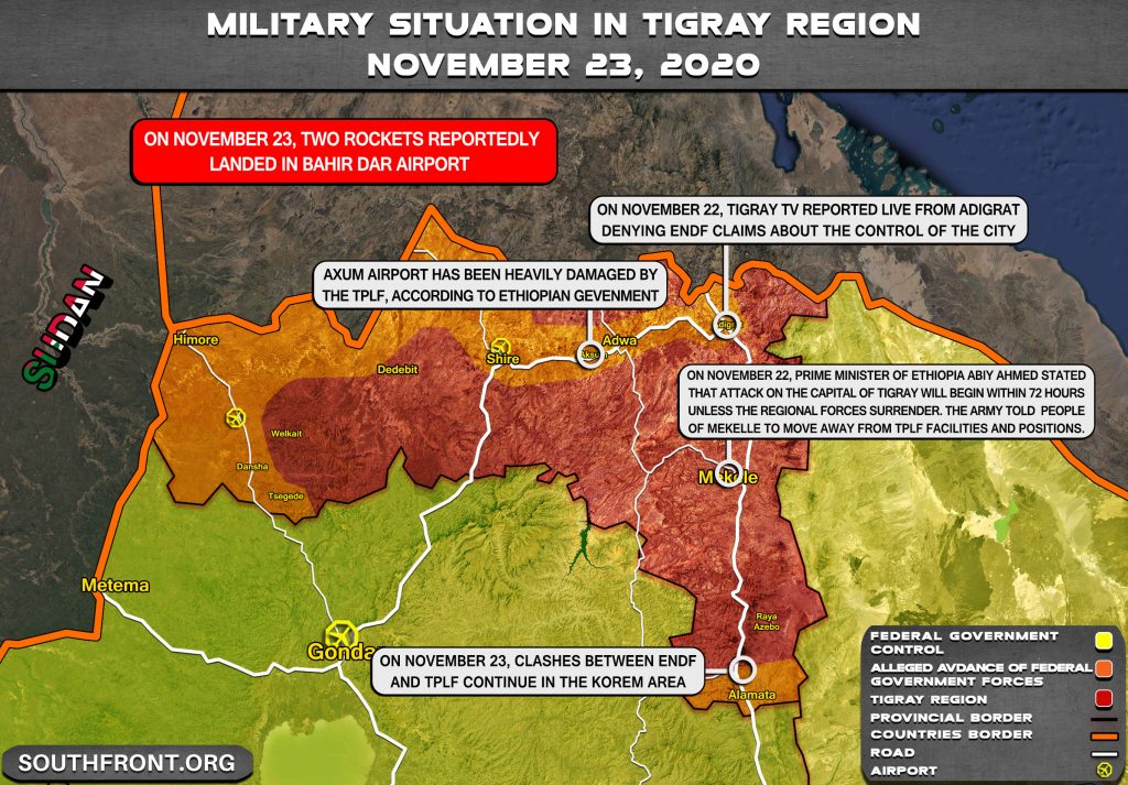 Map Update: Federal Government's Ultimatum To Tigray Rebels Nears Its Deadline