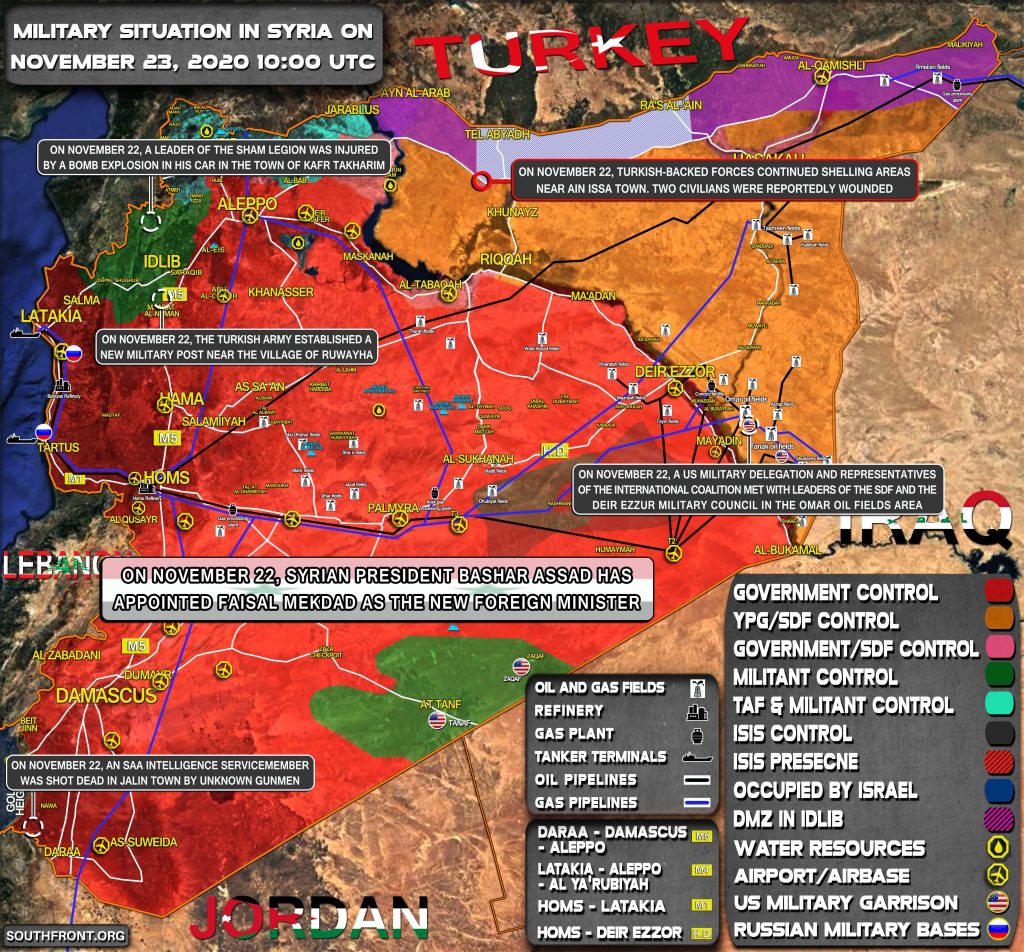 Military Situation In Syria On November 23, 2020 (Map Update)