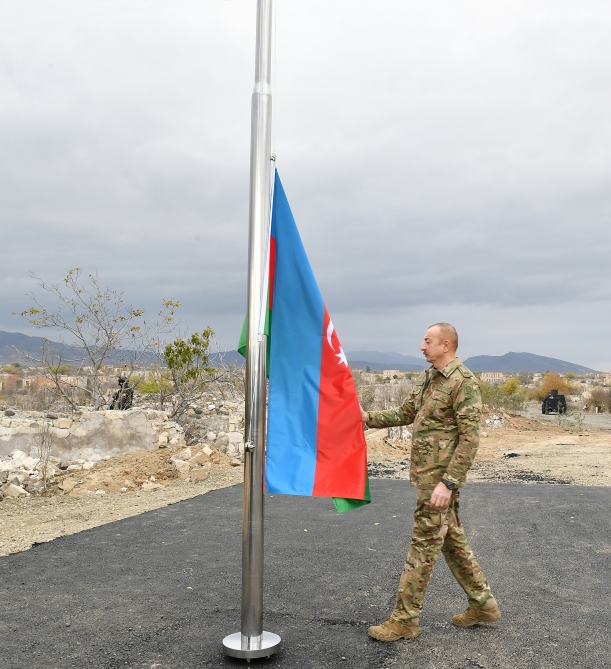 Russian Peacekeepers Clear Out Mines, As Azerbaijan's President Visits "Liberated Aghdam District"