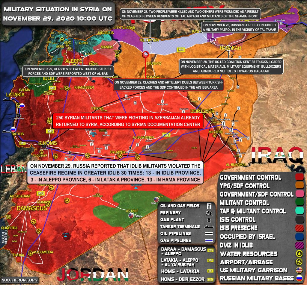 Military Situation In Syria On November 29, 2020 (Map Update)