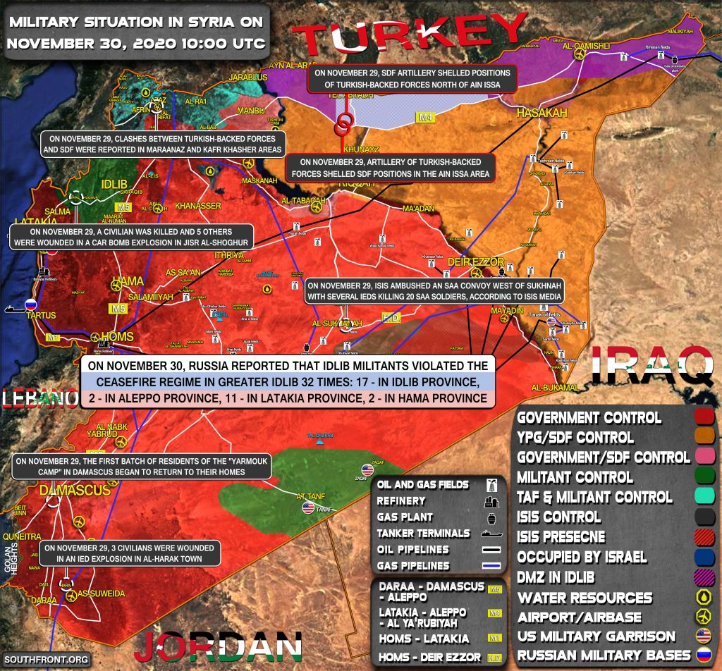 Military Situation In Syria On November 30, 2020 (Map Update)