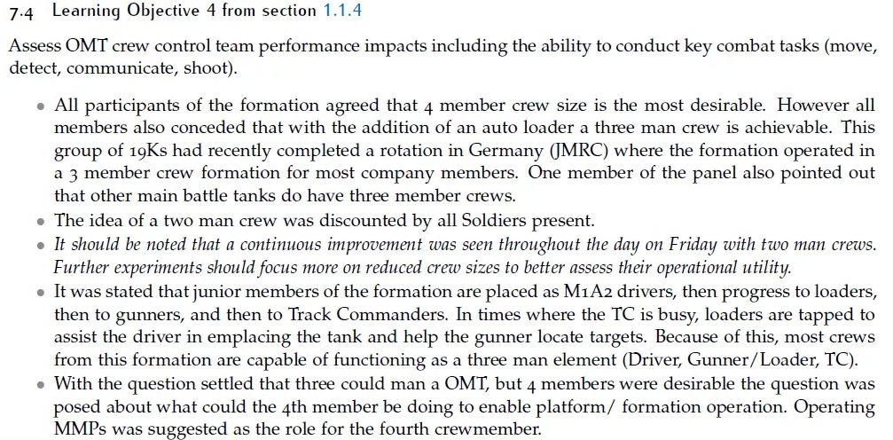 U.S. Army Unclassified Limited Information On Optionally Manned Tank (OMT)