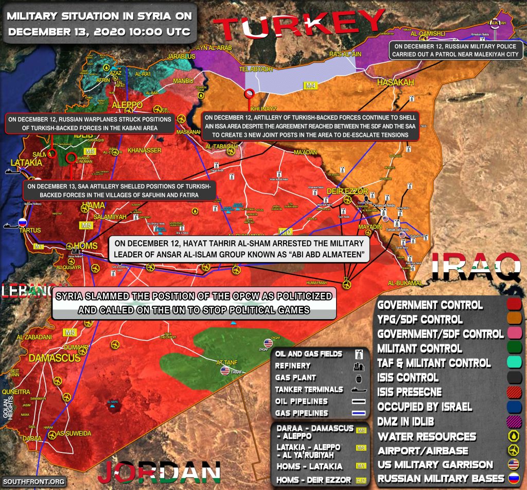 Military Situation In Syria On December 13, 2020 (Map Update)