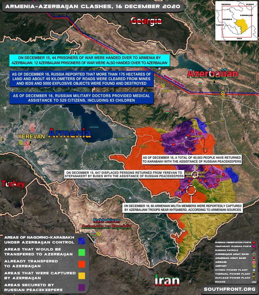 Map Update: Military Situation In Nagorno-Karabakh On December 16, 2020