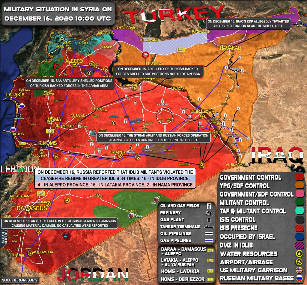 Military Situation In Syria On December 16, 2020 (Map Update)