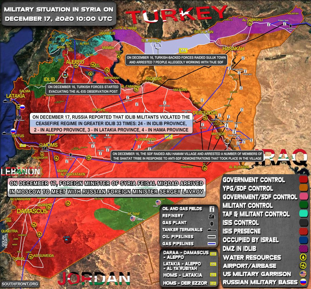 Military Situation In Syria On December 17, 2020 (Map Update)