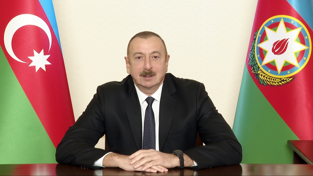 Azerbaijan President Aliyev Gives Victory Speech After Baku's Forces Enter Lachin District