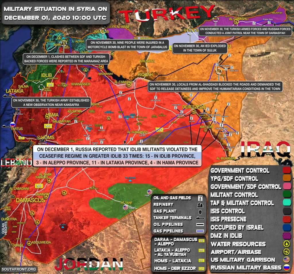 Military Situation In Syria On December 1, 2020 (Map Update)