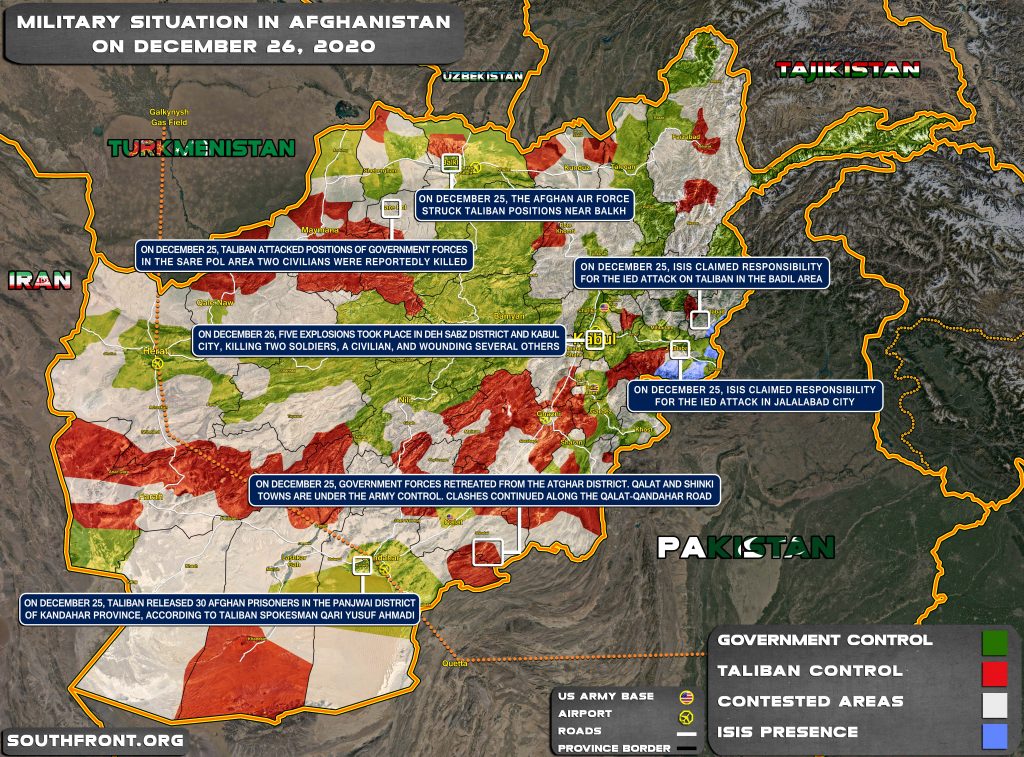 Military Situation In Afghanistan On December 26, 2020 (Map Update)