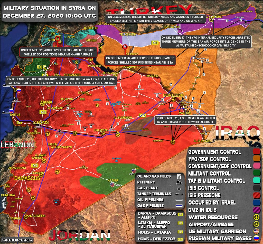 Military Situation In Syria On December 27, 2020 (Map Update)