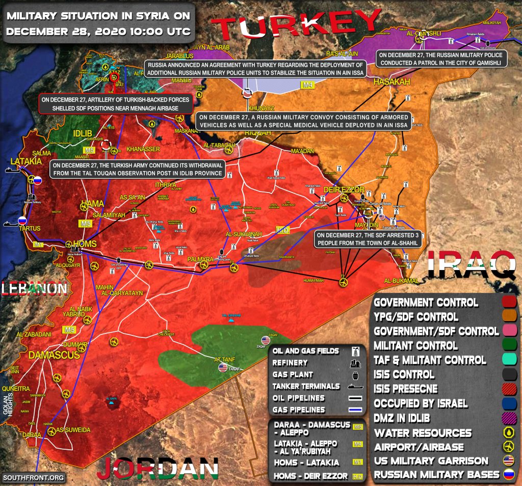 Military Situation In Syria On December 28, 2020 (Map Update)