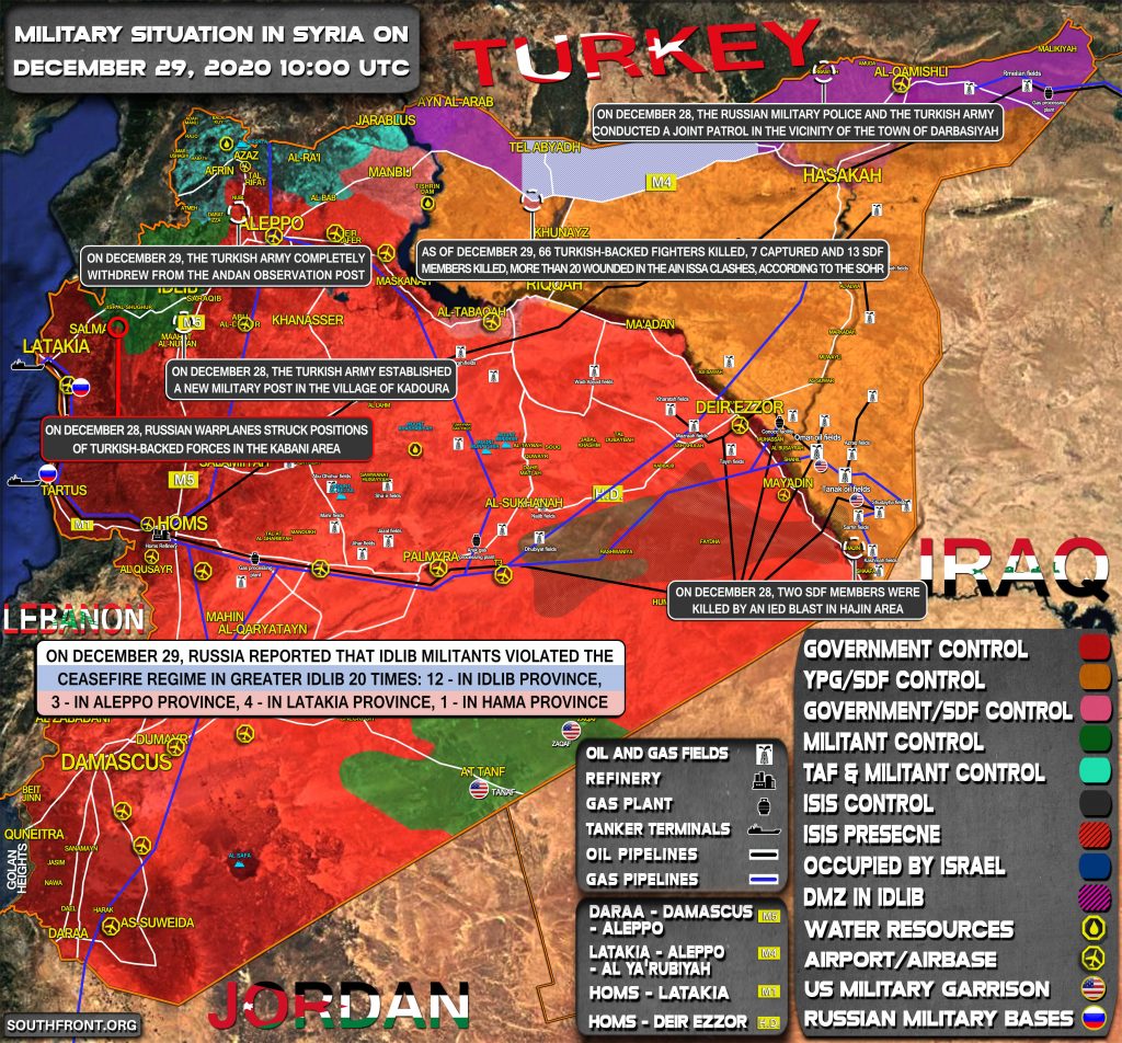 Military Situation In Syria On December 29, 2020 (Map Update)